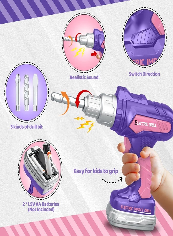 OCHIDO Kids Tool Set with Portable Tool Box & Electronic Toy Drill, Toddler Tool Set, Construction Tools for Kids Ages 3 4 5 6, 46 Pcs Tool kit for Christmas & Birthday Gifts for Girls - Image 3